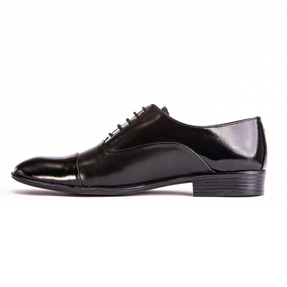 Tuxedo high gloss cap toe shoes - Black