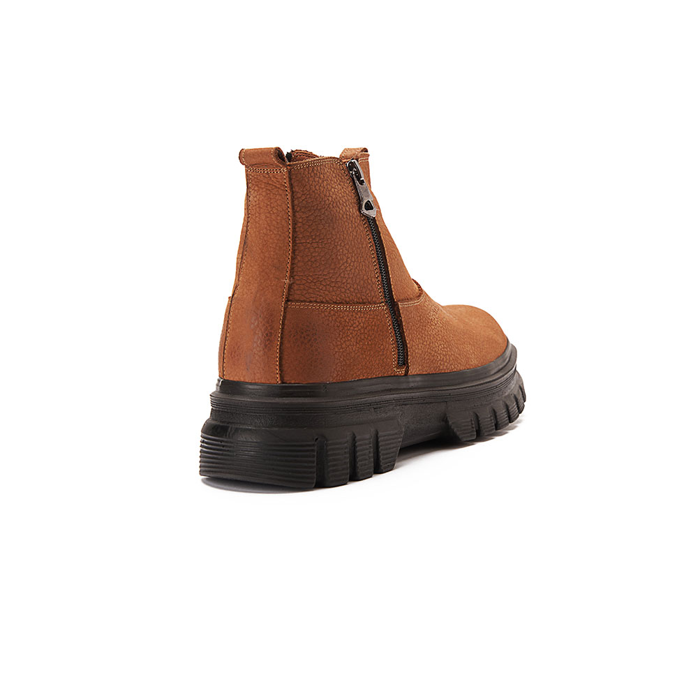 Men casual chelsea boots with side zippers - Havana