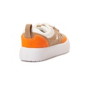 Fashion women sneakers with orange details - White