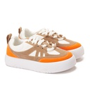 Fashion women sneakers with orange details - White