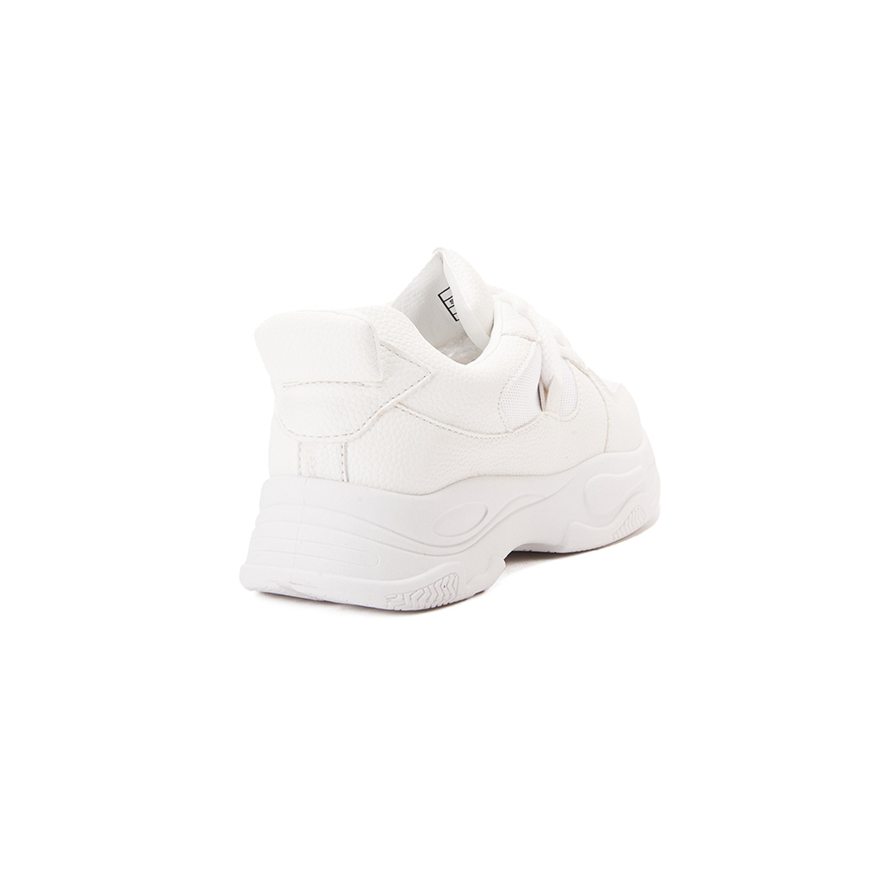 Leather fashion women sneakers - White