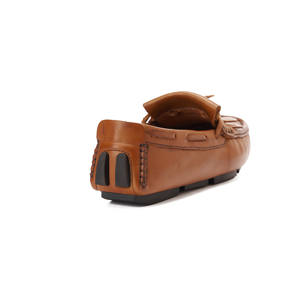 Men fringe leather moccasin - Havana