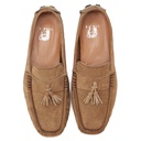 Men leather moccasin with tassels - Beige