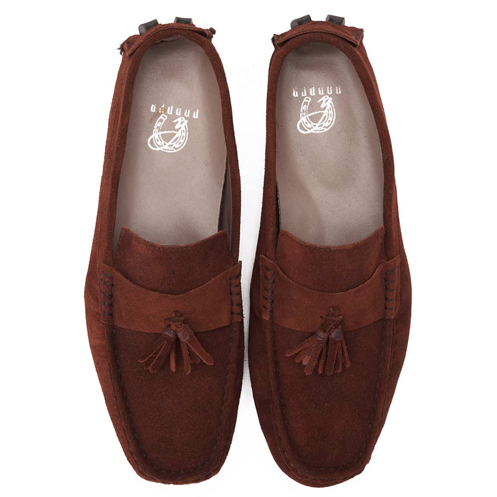 Men leather moccasin with tassels - Havana