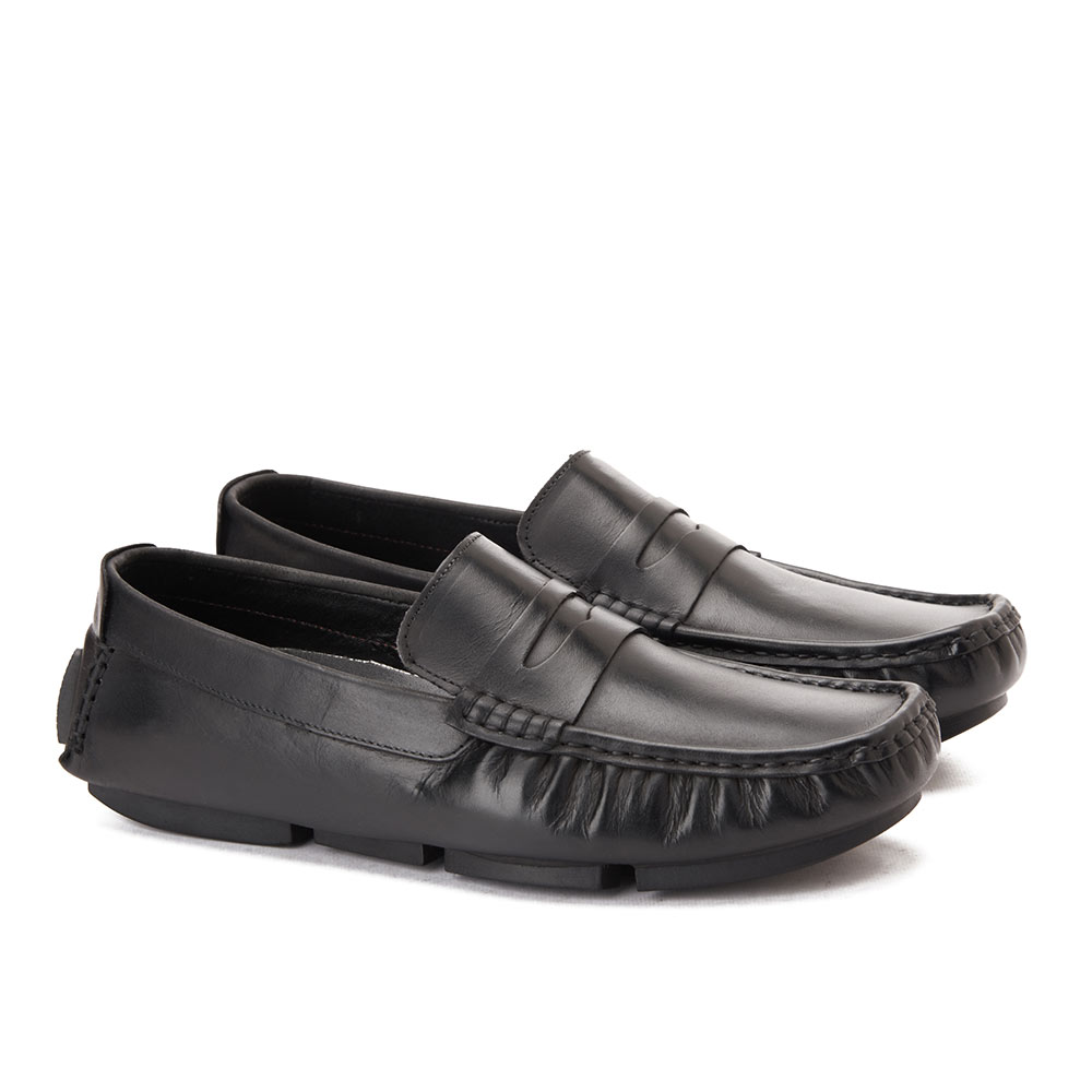 Men fashion leather moccasin - Black