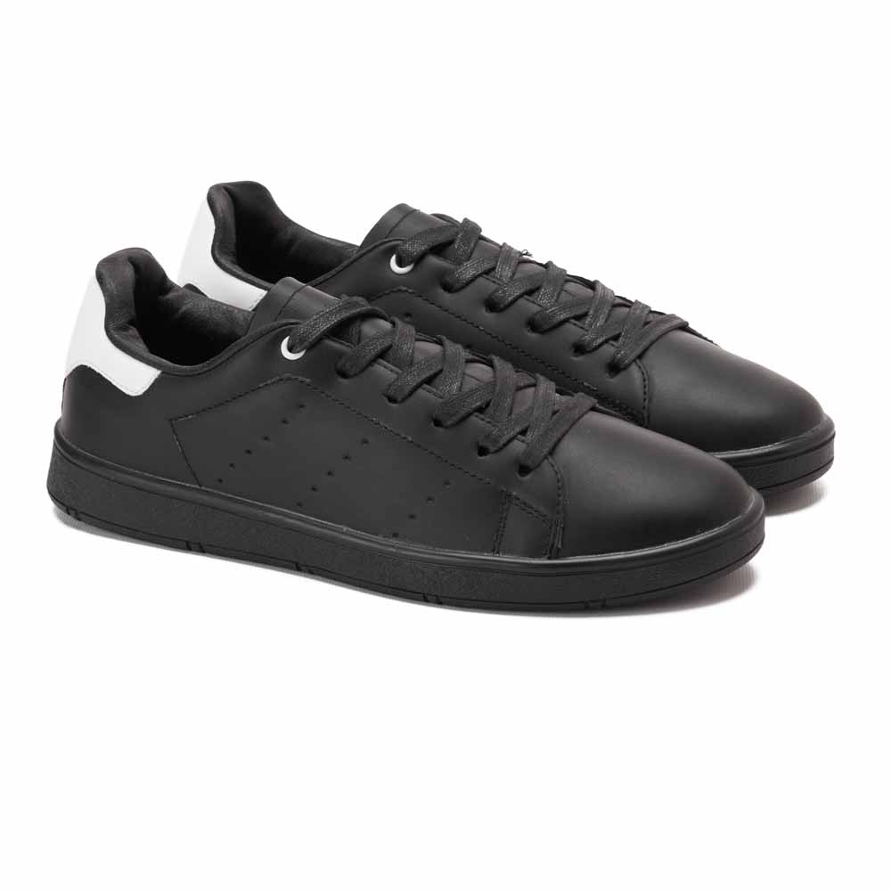 Men fashion sneakers with white collar - Black