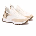 Fashion women sneakers with gold heel - White