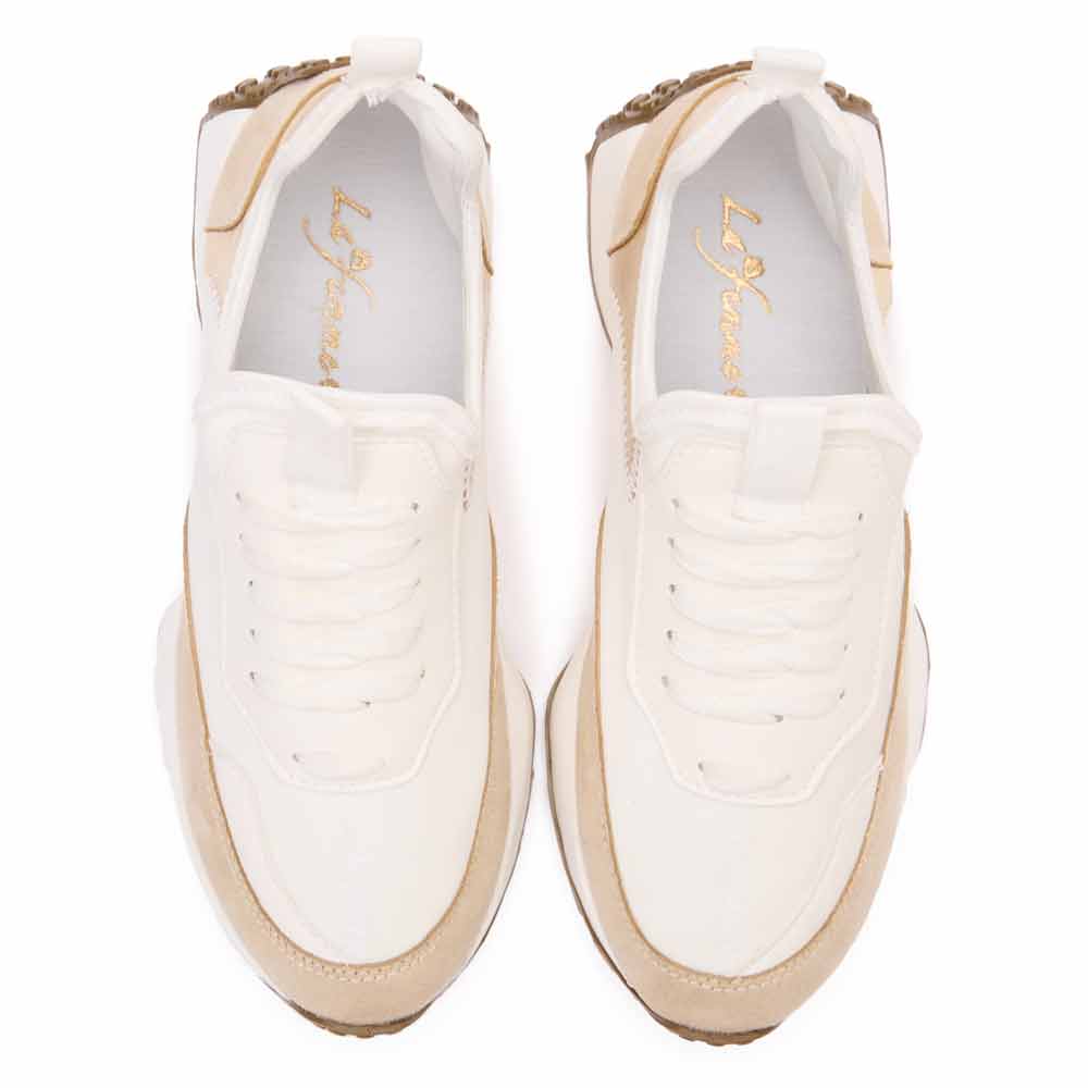 Fashion women sneakers with gold heel - White3