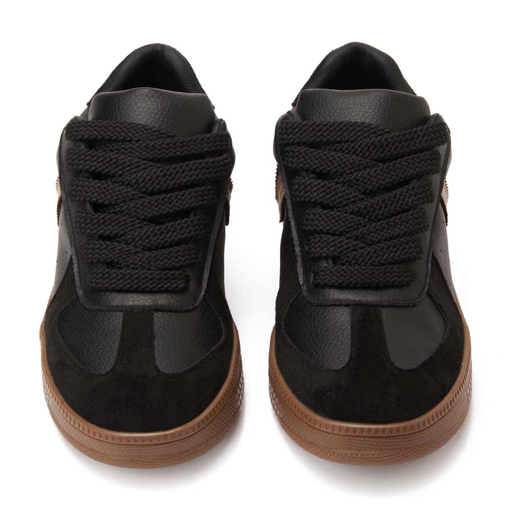Women's fashion sneakers with beige details - Black2