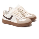 Women's fashion sneakers with brown details - Beige