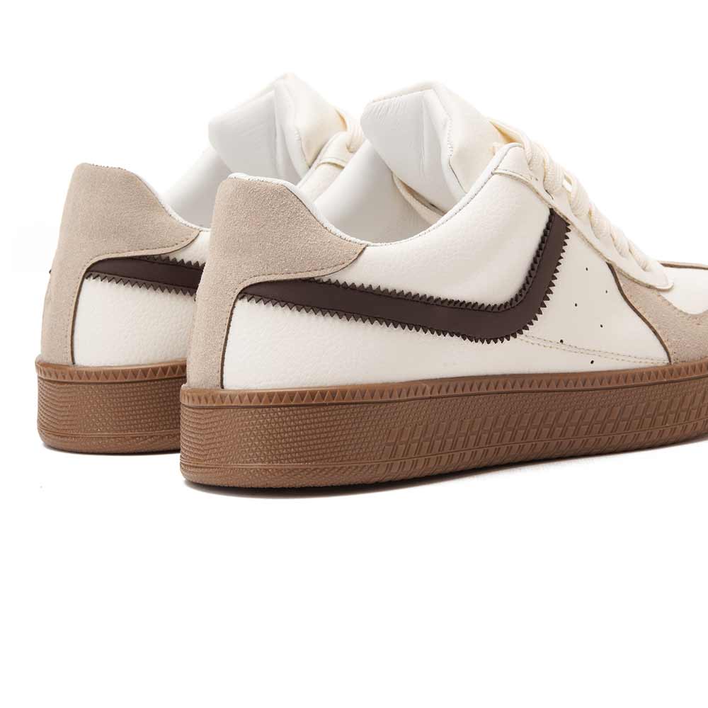 Women's fashion sneakers with brown details - Beige1