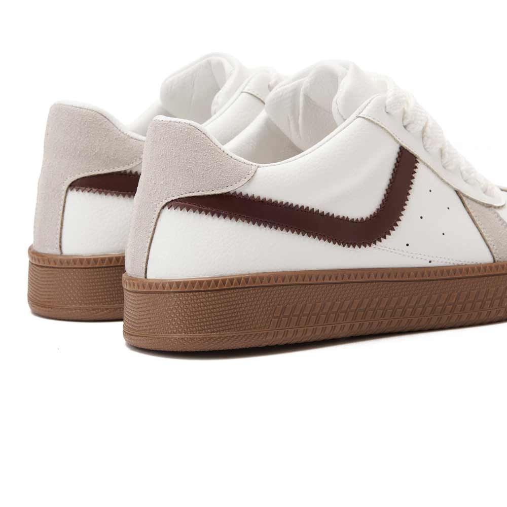 Women's fashion sneakers with maroon details - White1