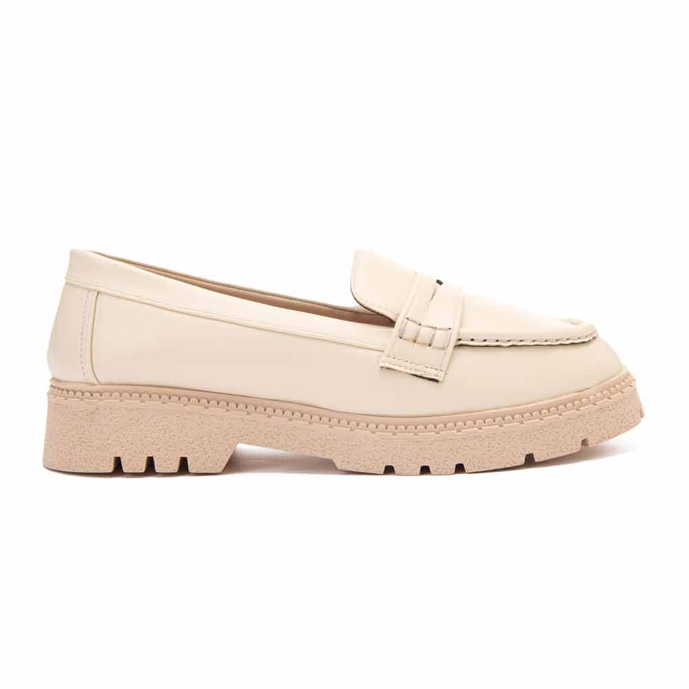 Women fashion leather moccasins - Beige