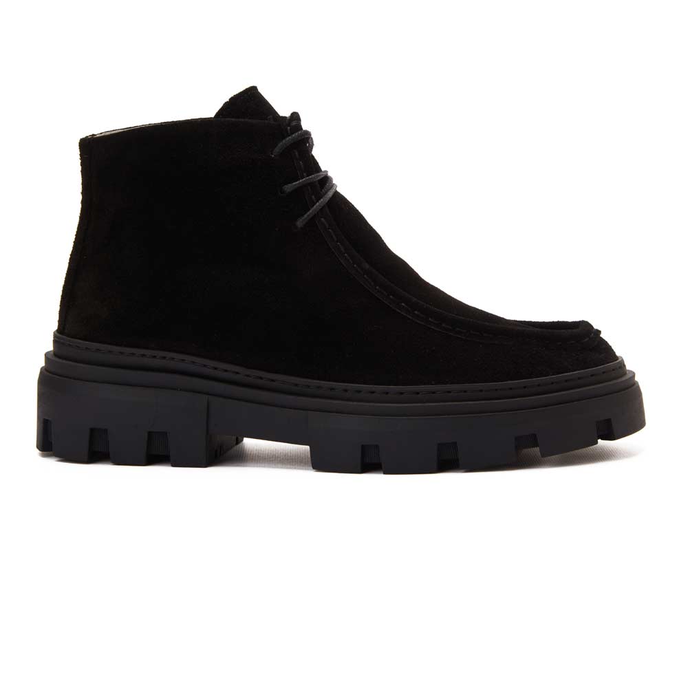 Men genuine suede boots - Black