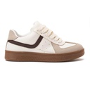 Women's fashion sneakers with brown details - Beige