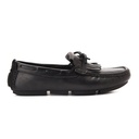 Men fringe leather moccasin - Black