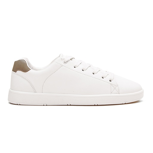 Men fashion sneakers with beige heel collar - White