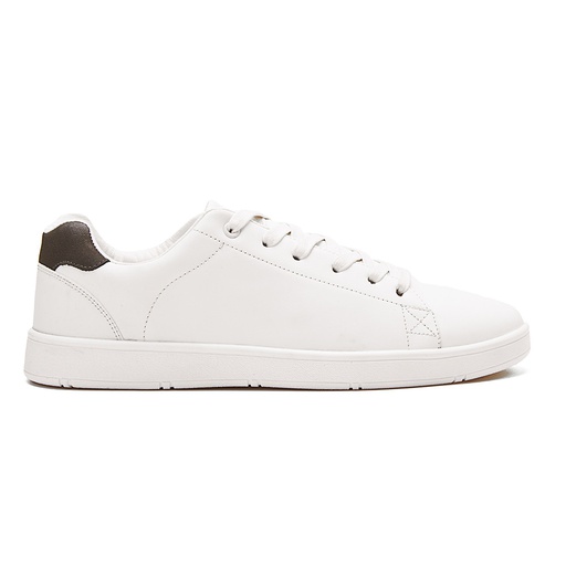 Men fashion sneakers with grey heel collar - White