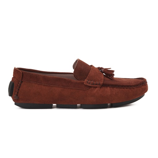 Men leather moccasin with tassels - Havana