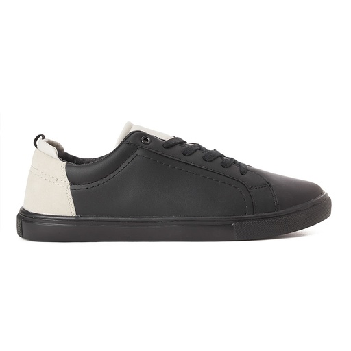 Men sneakers with grey heel - Black