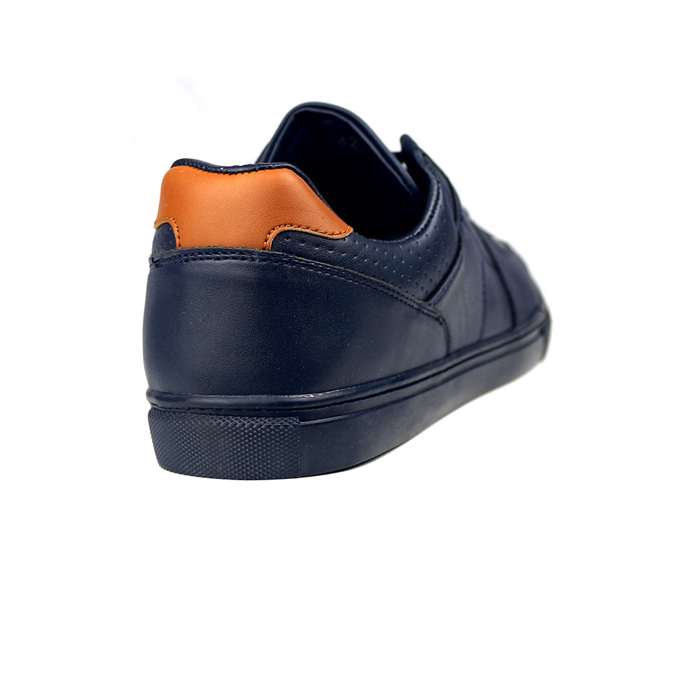 Fashion sneakers with havana heel - Navy-3