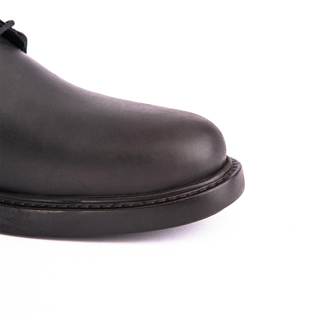 Round toe men shoes - Black-6