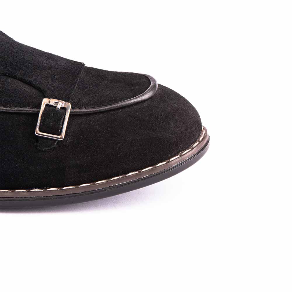 Men's double buckle monk shoes - Black-5
