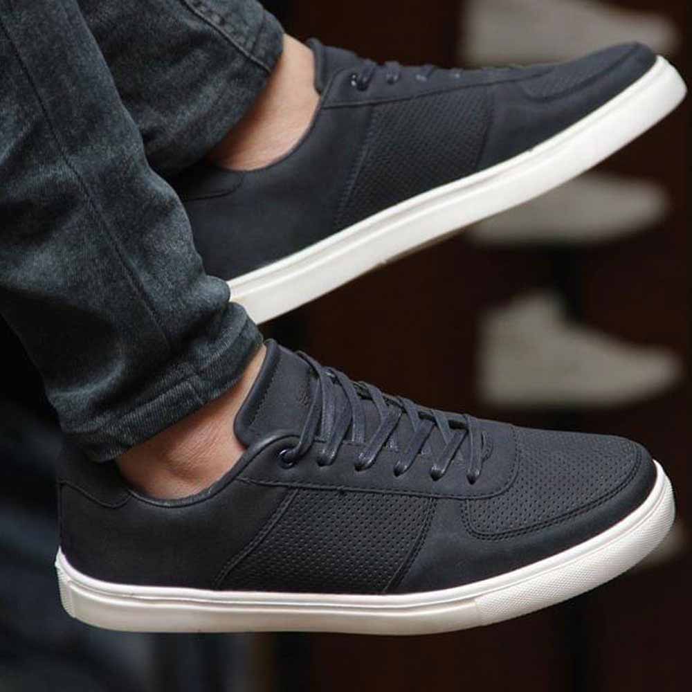 Faux-suede sneakers for men - Navy6