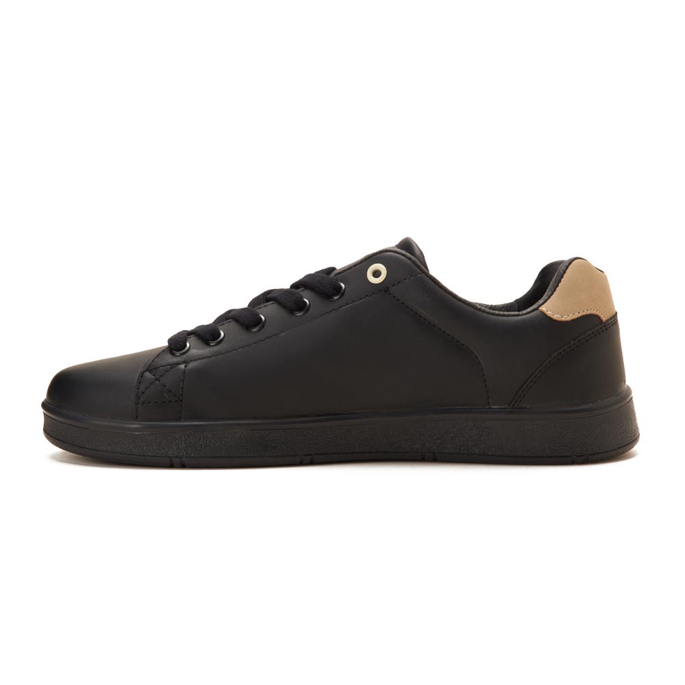 Men fashion sneakers with beige heel collar - Black