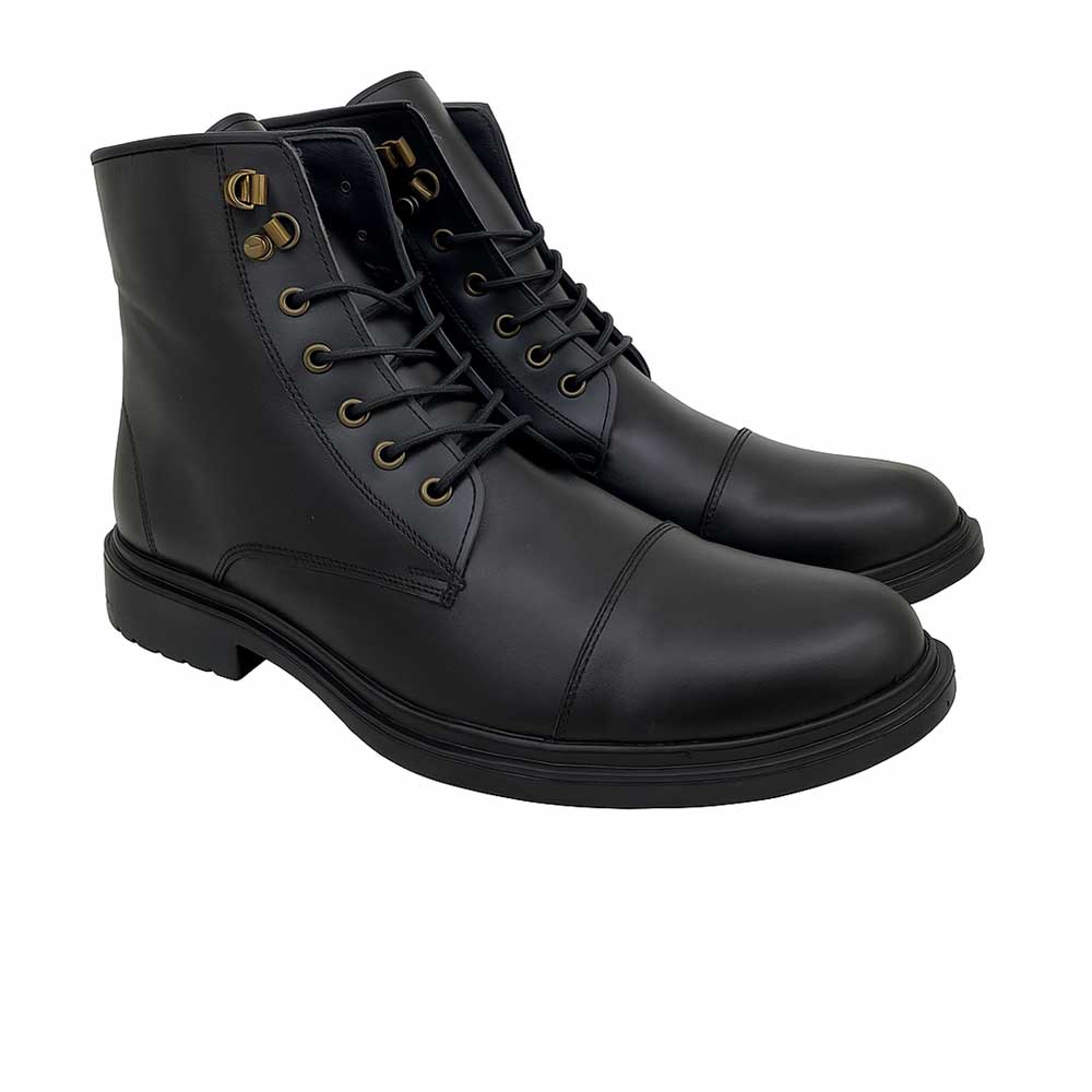 Genuine leather fashion men boots - Black