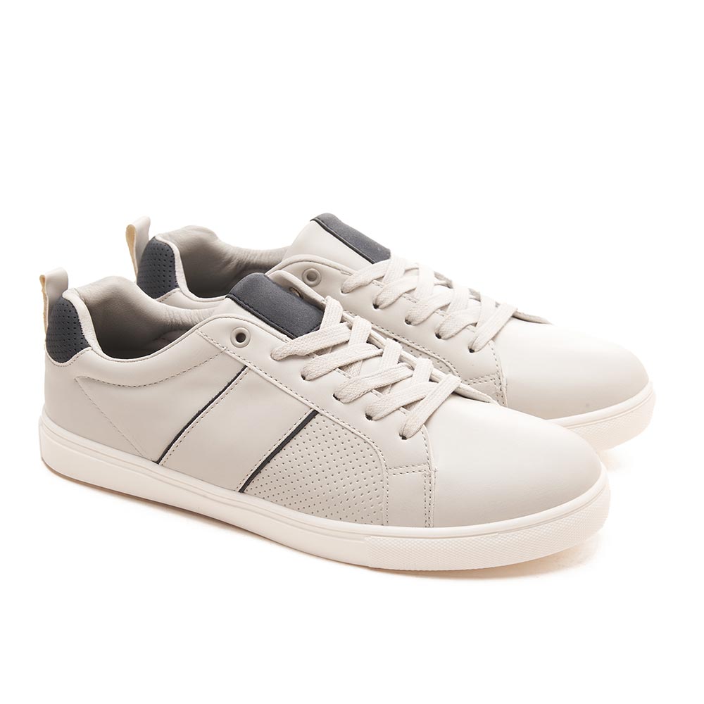 Men sneakers with navy stripes - Grey