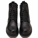 Genuine leather men hi top boots - Black