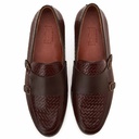 Men leather double monk strap shoes - Brown