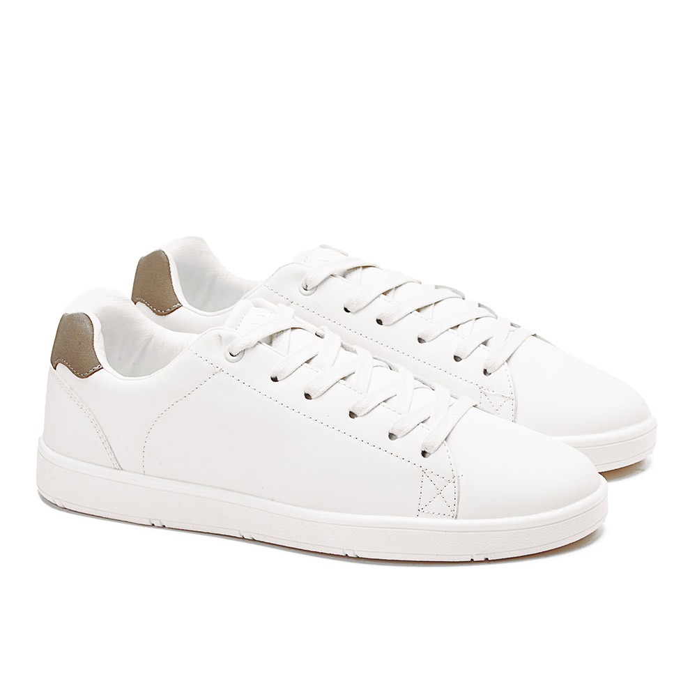Men fashion sneakers with beige heel collar - White2