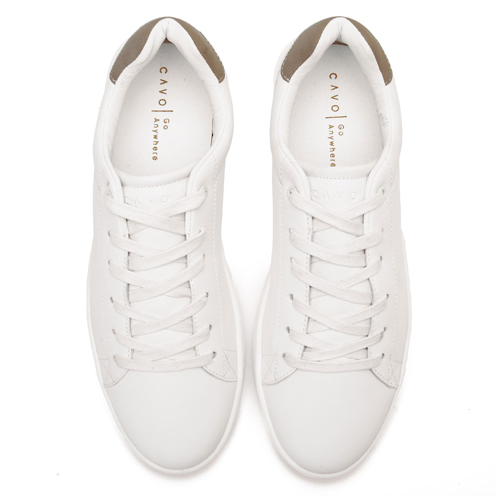 Men fashion sneakers with beige heel collar - White3