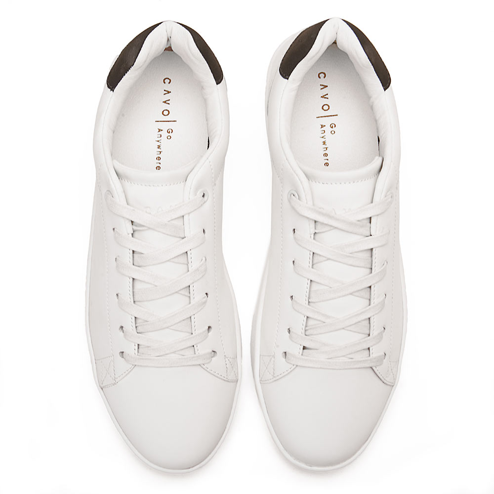 Men fashion sneakers with grey heel collar - White2