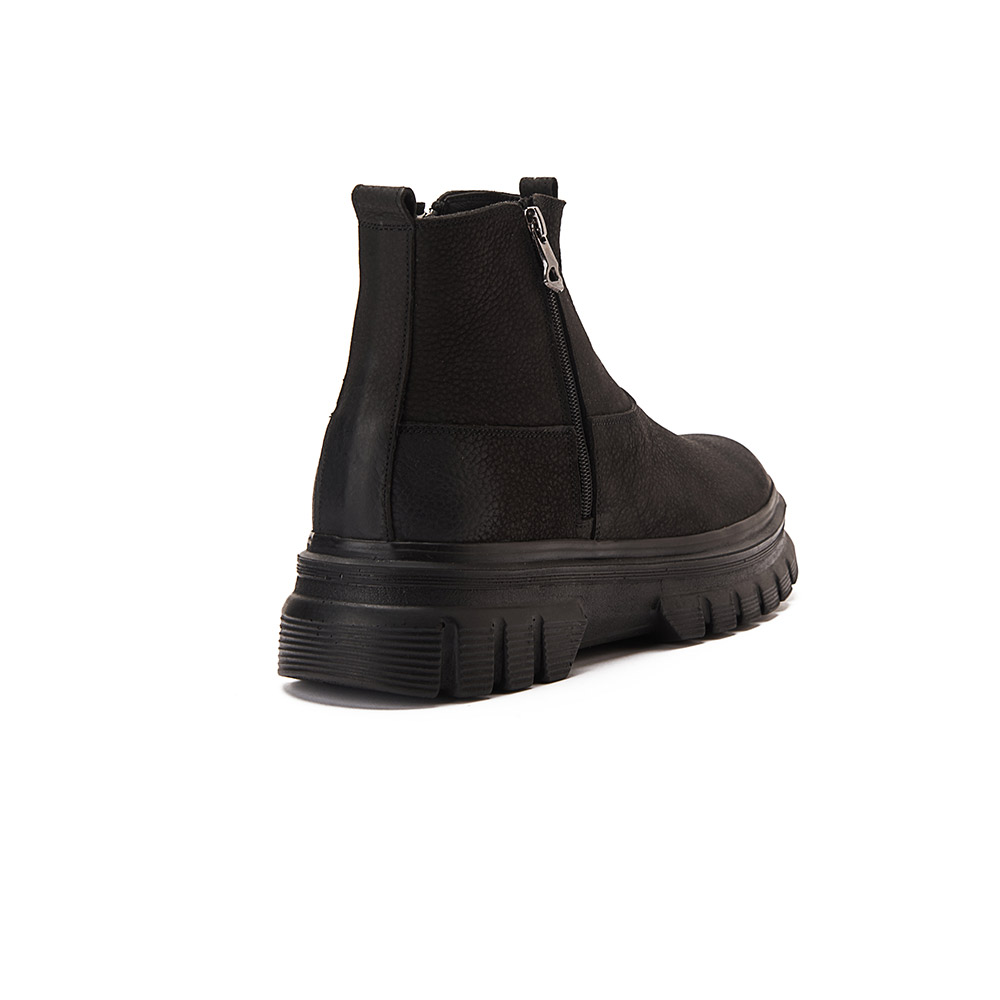 Men casual chelsea boots with side zippers - Black