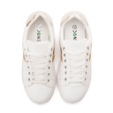 Stylish women sneakers with gold stripe - White