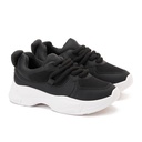 Leather fashion women sneakers - Black