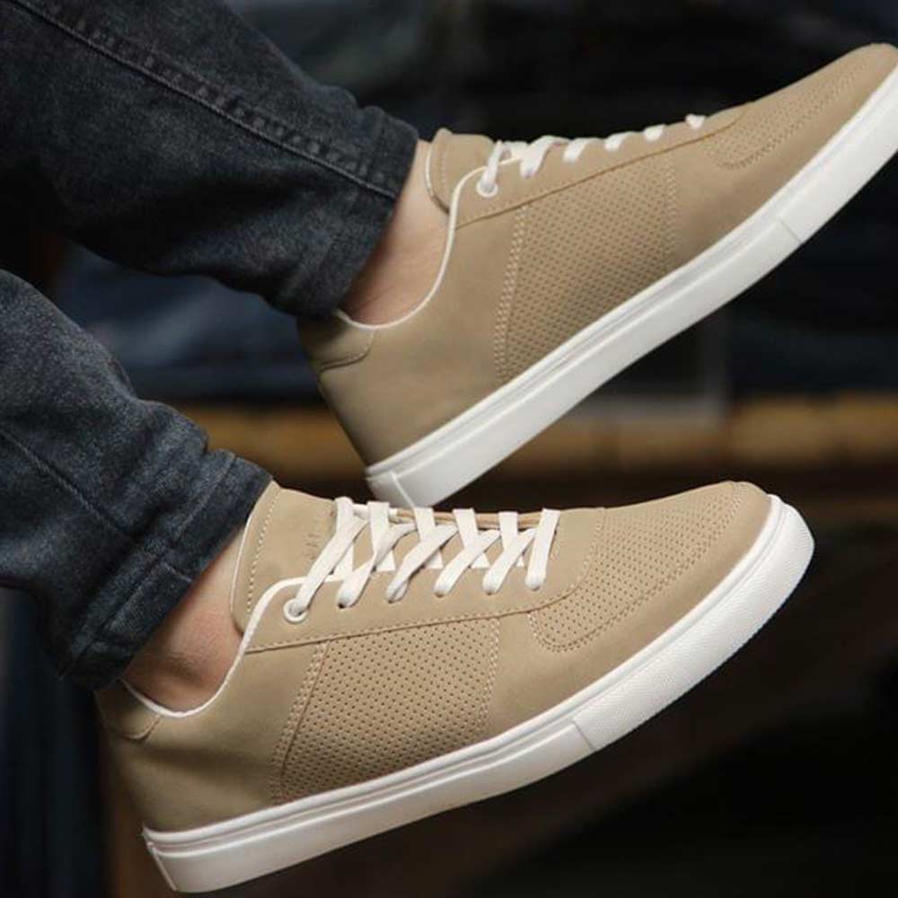 Faux-suede sneakers for men - Beige