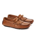 Men fringe leather moccasin - Havana