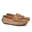 Men leather moccasin with tassels - Beige