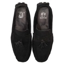 Men leather moccasin with tassels - Black