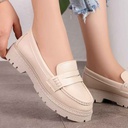 Women fashion leather moccasins - Beige