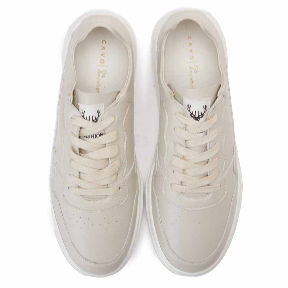 Men microfiber leather lace up sneakers - Beige3