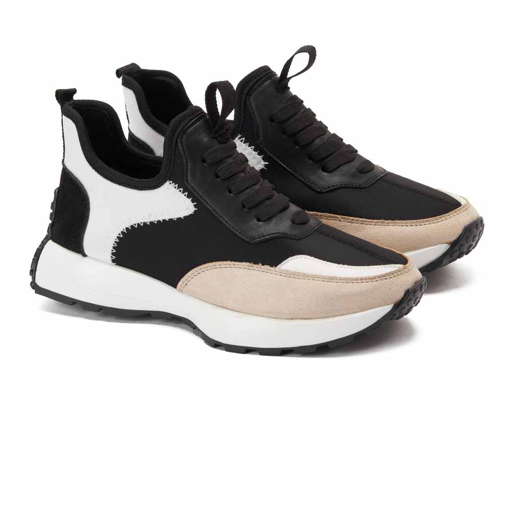 Fashion women sneakers with white details - Black