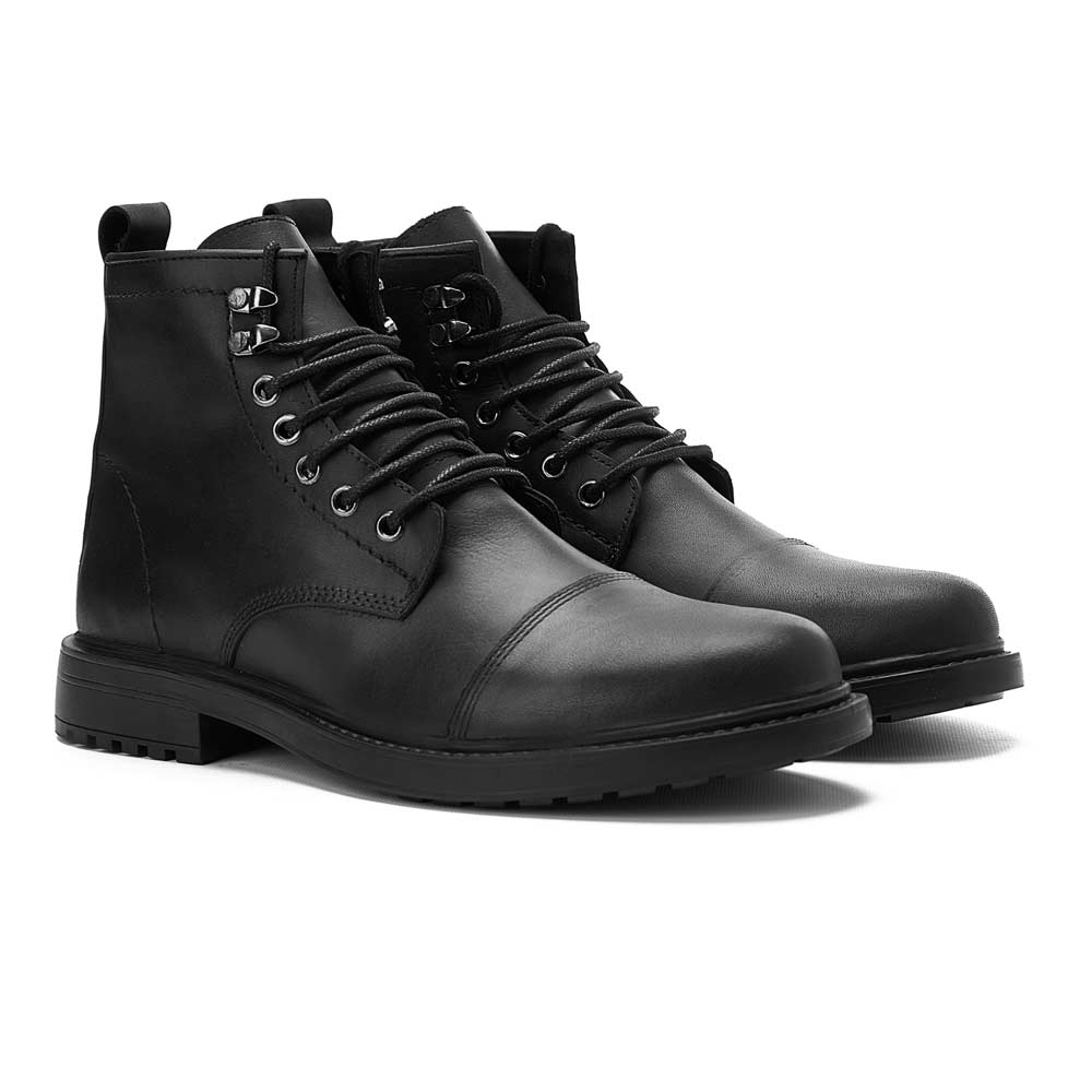 Men fashion leather boot - Black