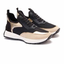 Fashion women sneakers with beige details - Black