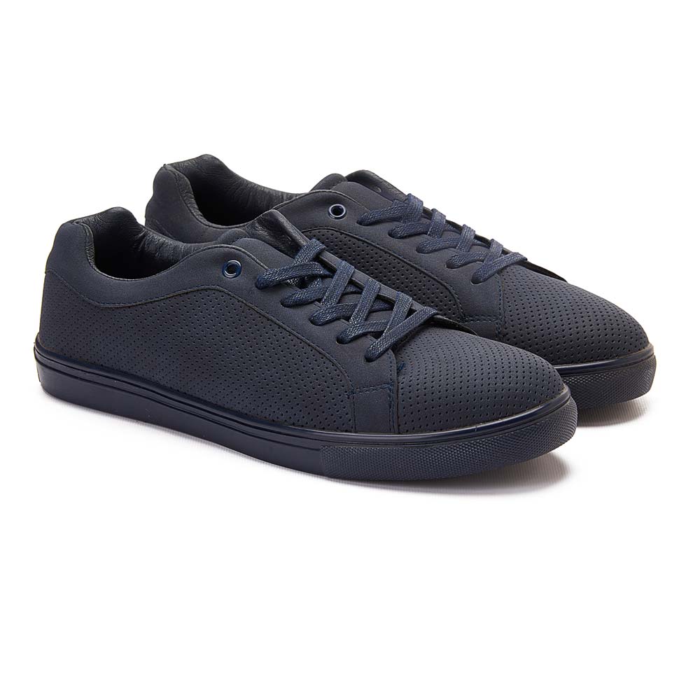 Perforated chamois sneakers - Navy