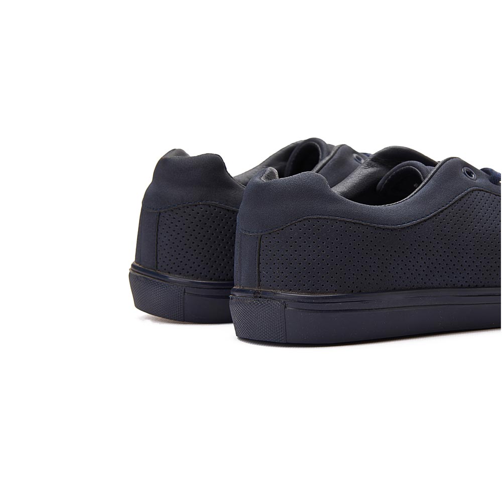 Perforated chamois sneakers - Navy1